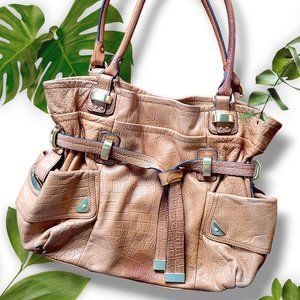 100pc Leather Embossed Croc "Eden" Bag, B. Makowsky